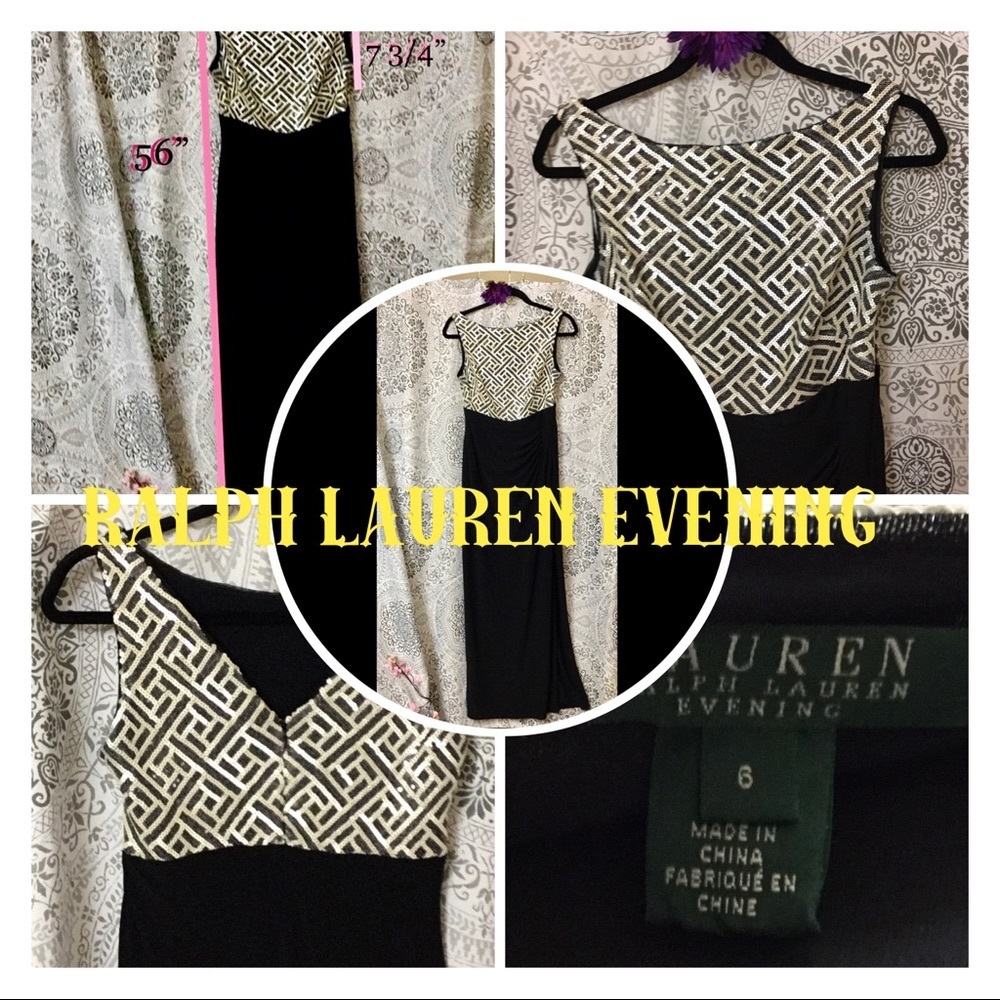 💋Ralph Lauren Evening Sequin Column Gown